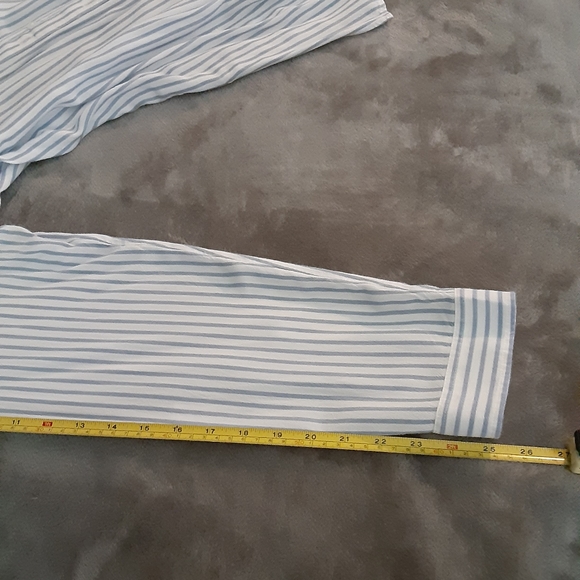New Directions L blue/white striped long sleeve top **see pix for measurements** - Picture 4 of 15